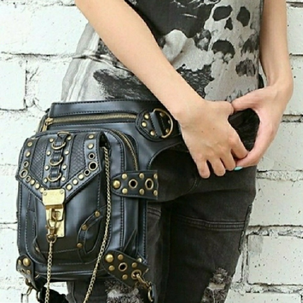Black Waist Utility Purse Hip Holster Shoulder Bag